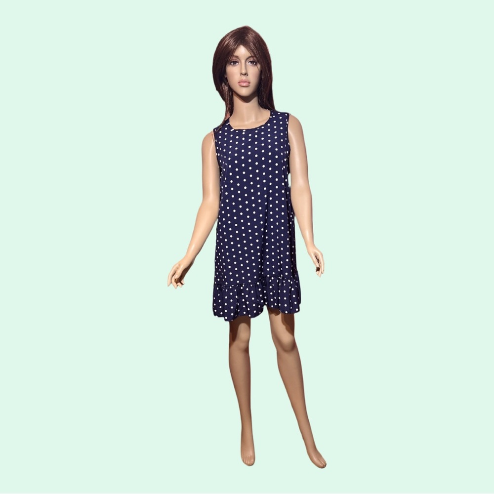 Blue and White Midi A-line Dress